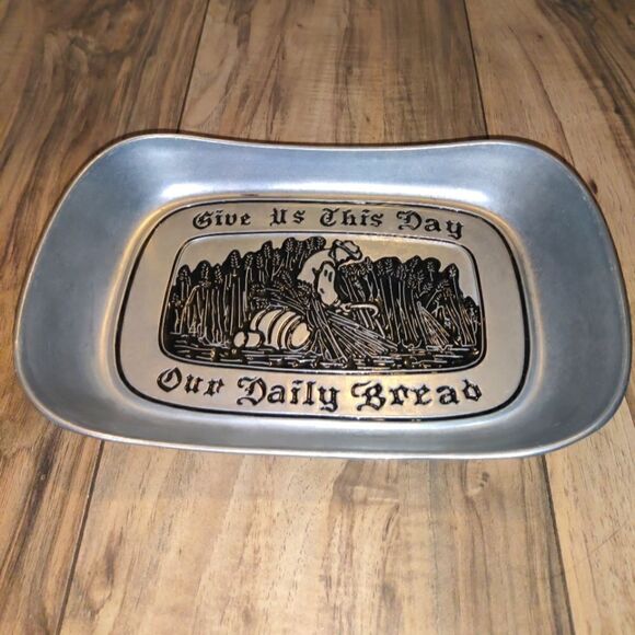 Wilton Armetale Pewter Tray GIVE US THIS DAY OUR DAILY BREAD - Picture 1 of 6